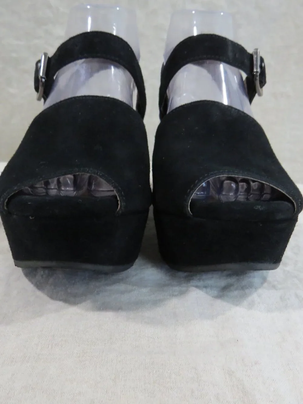 Chocolat Blu Wagga Suede Leather Platform Wedge SIZE 7 Black